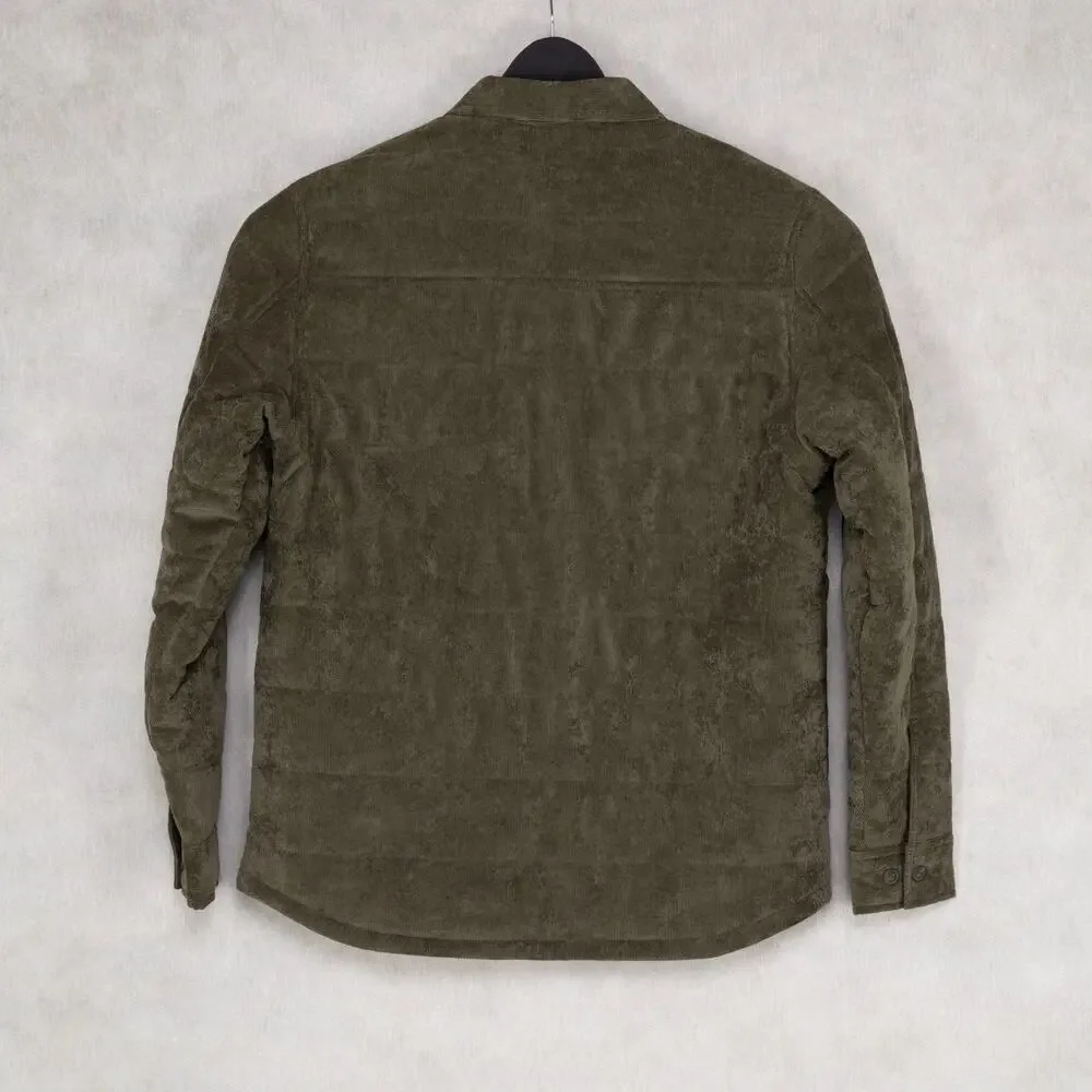 Weatherproof Vintage Men Corduroy Button-Front Quilted Jacket Olive Size XL